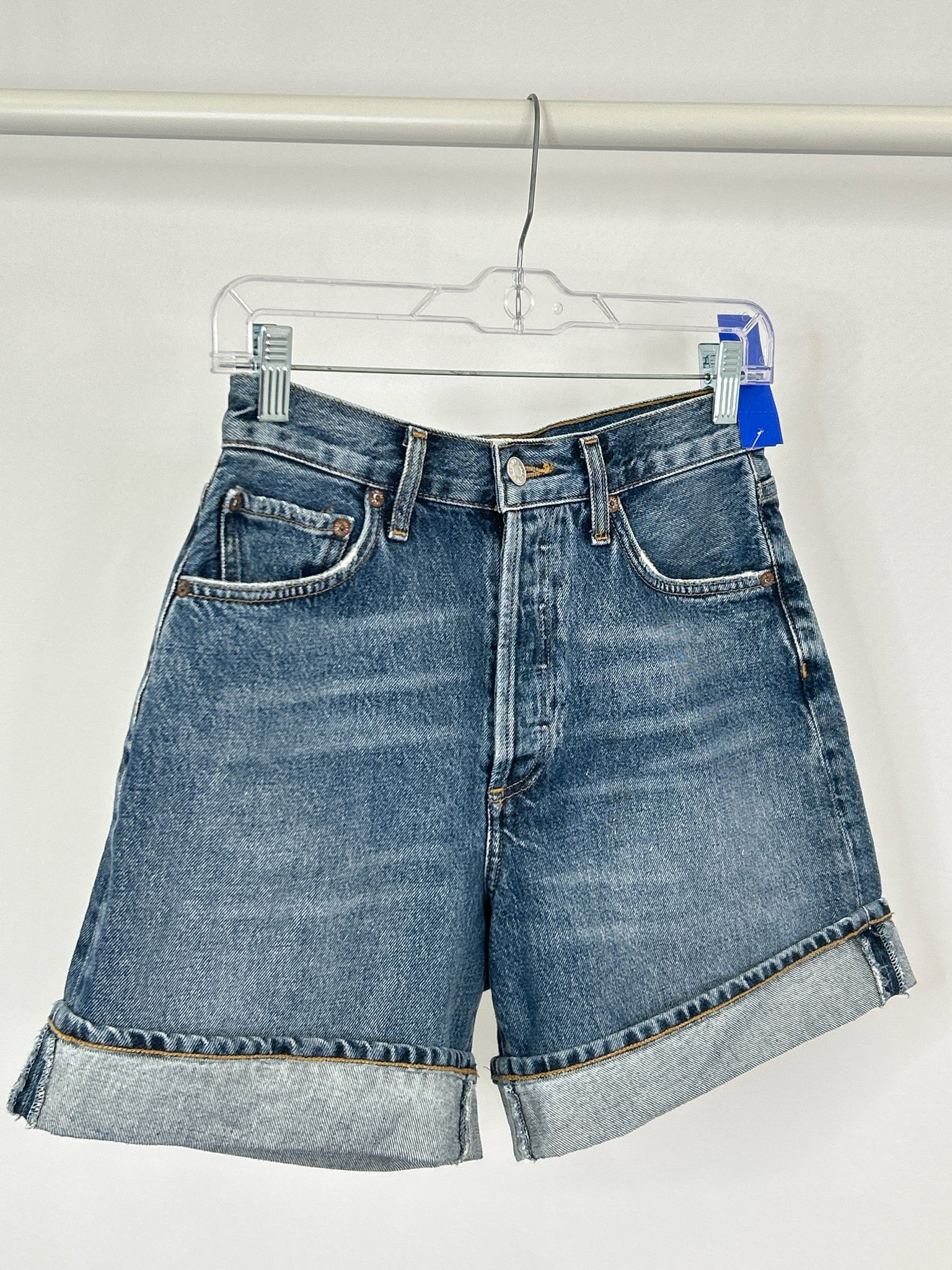 AGOLDE Size 25/0 BLUE DENIM Women Shorts