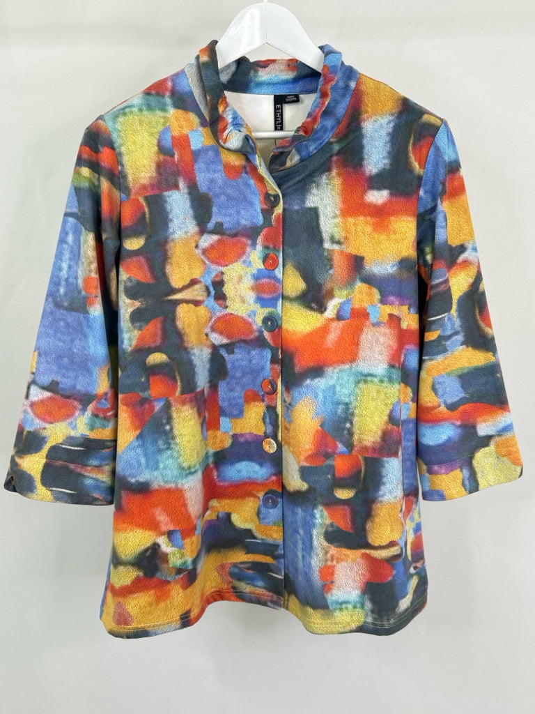 ETHYL Women Size M BLUE AND YELLOW Jacket