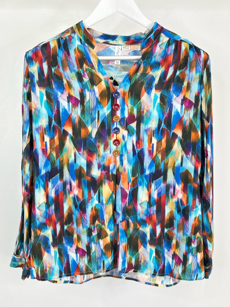 ETHYL Women Size M Blue Print Top