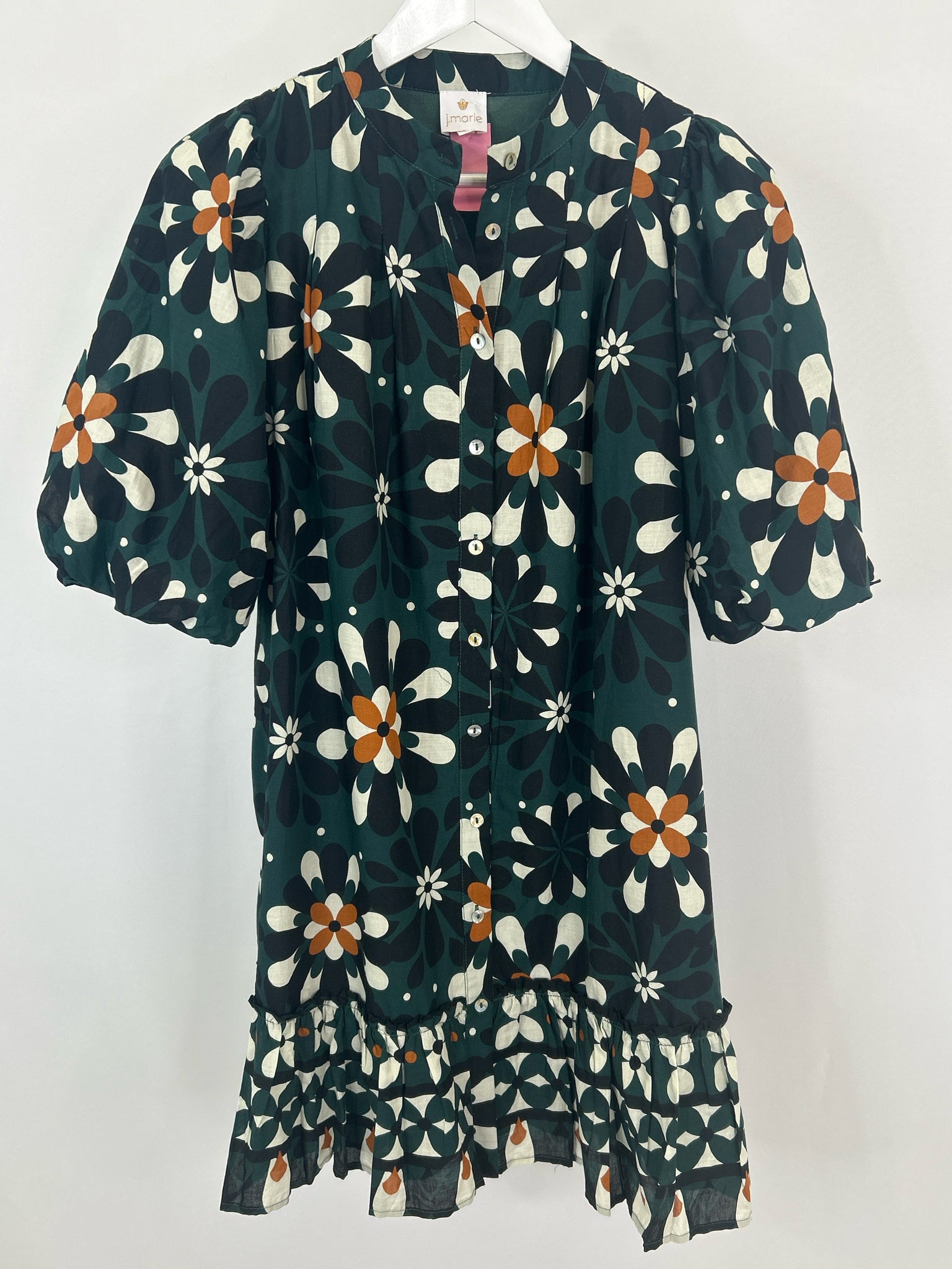 J. MARIE Size M Green Floral Women Dress