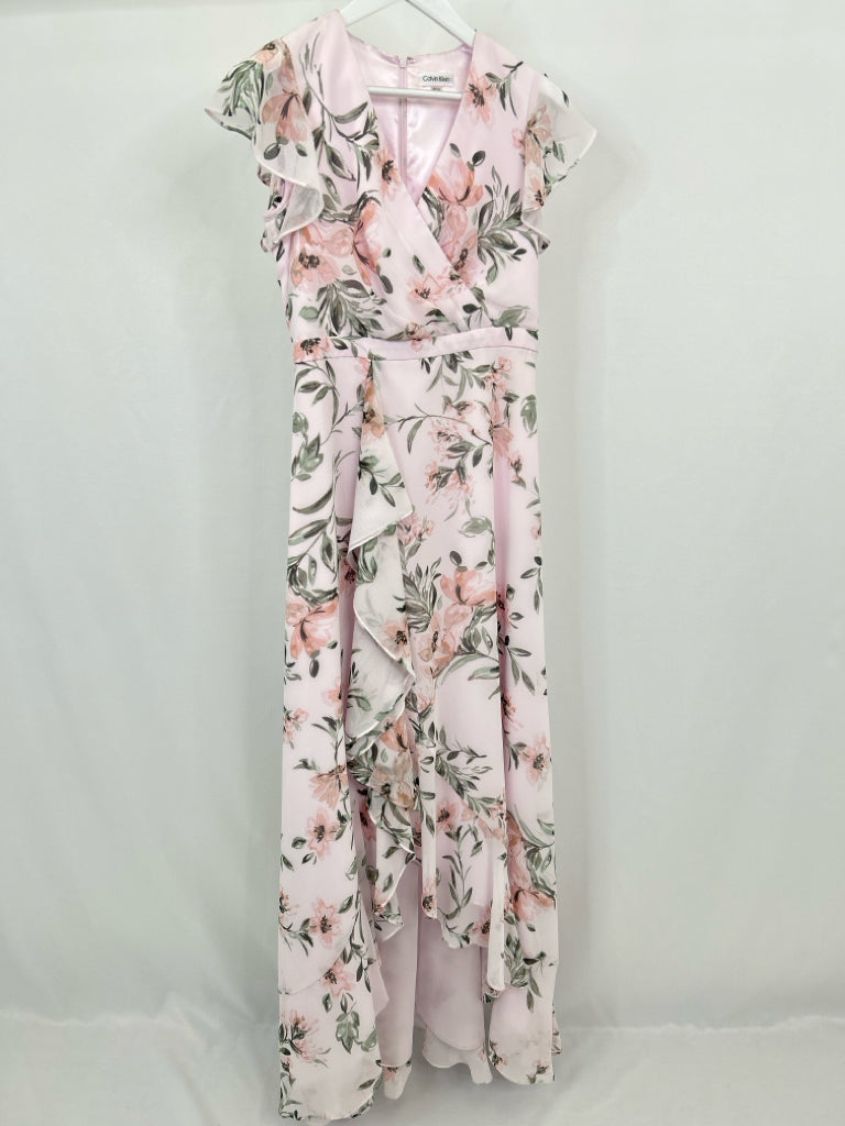 CALVIN KLEIN Women Size 4 Pink Floral Maxi Dress NWT