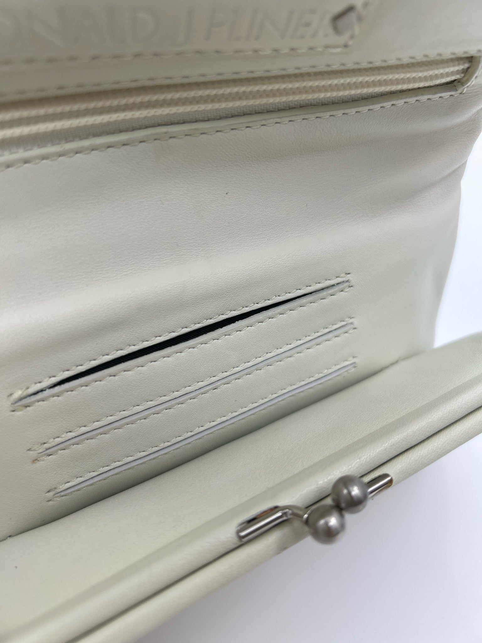 Donald J Pliner Cream & Silver Women Wristlet