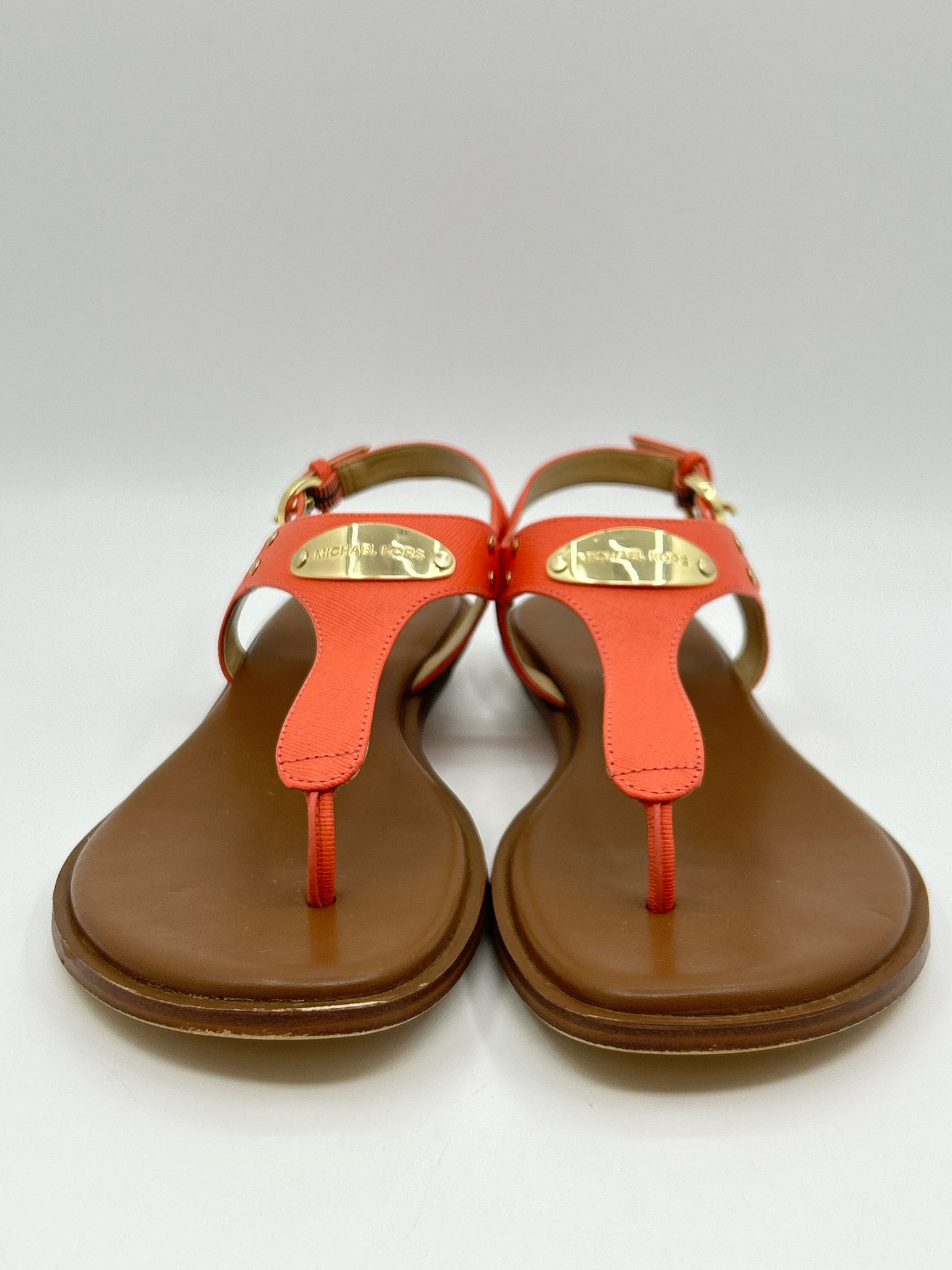 MICHAEL MICHAEL KORS Size 8M Coral & Brown Women Sandal