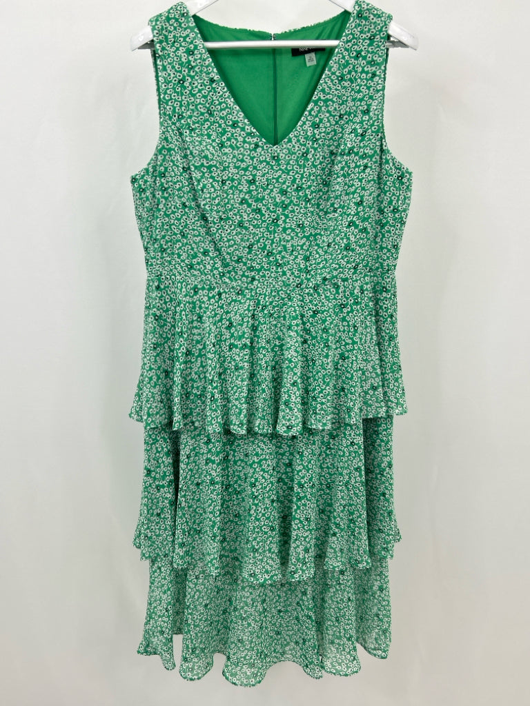 NINE WEST Size 14 Green Floral Dress NWT