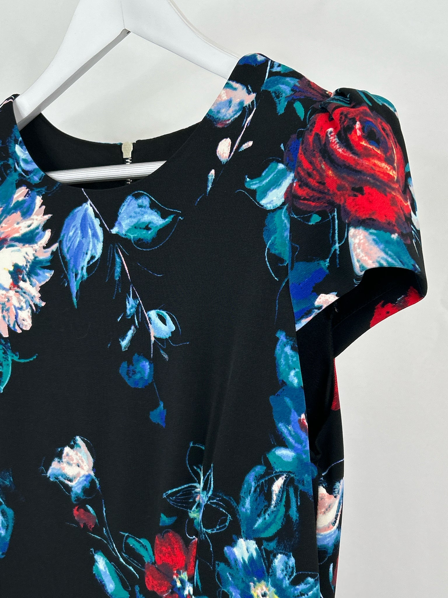 BETSEY JOHNSON Size 12 Black Print Women Dress