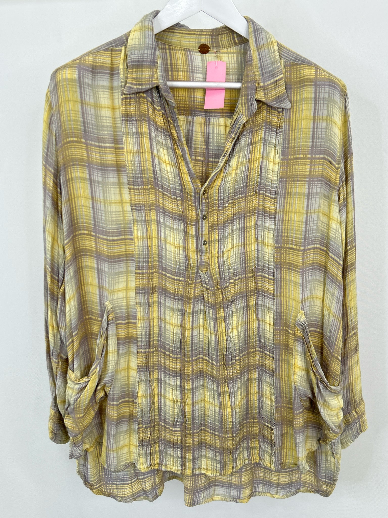 FP ONE Size S Yellow Plaid Women Tunic