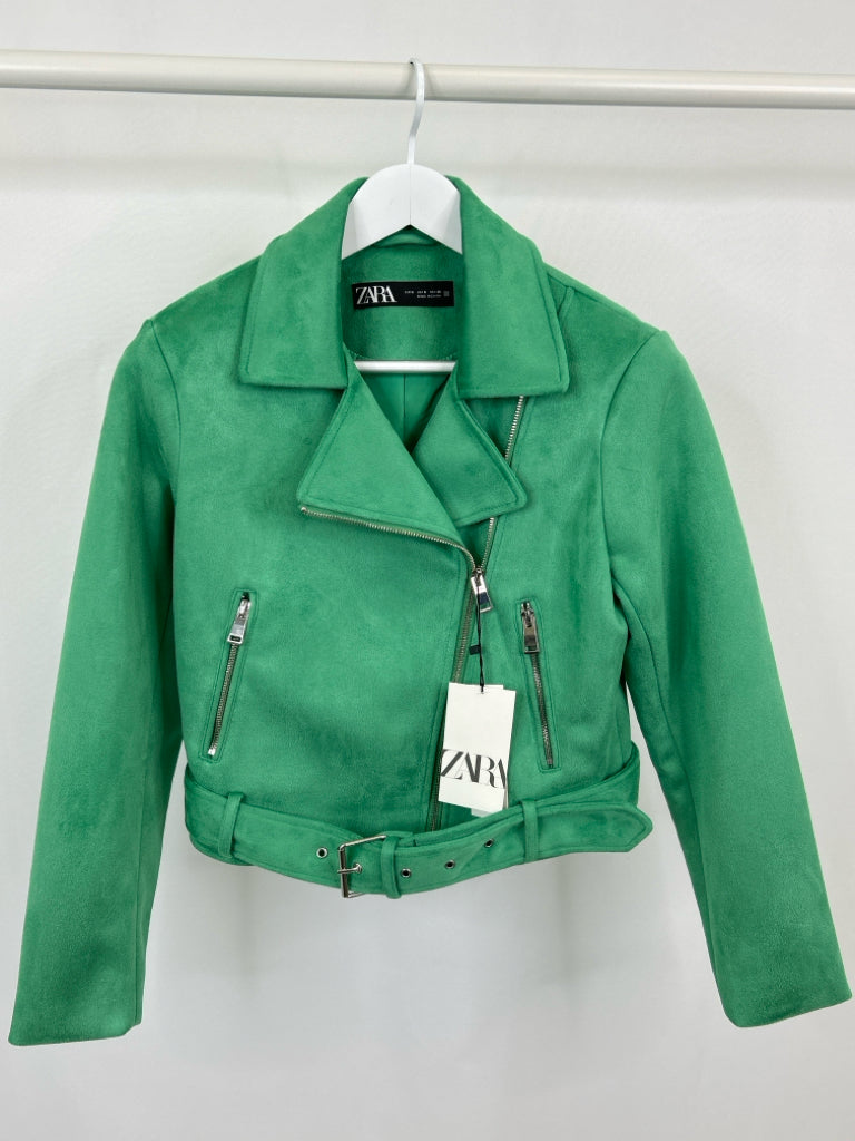 ZARA Women Size S Kelly Green Moto Jacket NWT