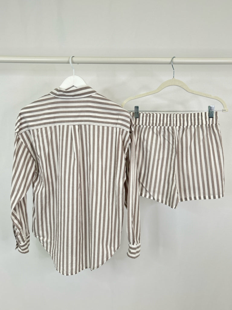 Z Supply Size S TAUPE STRIPED Women's 2-Piece w/shorts