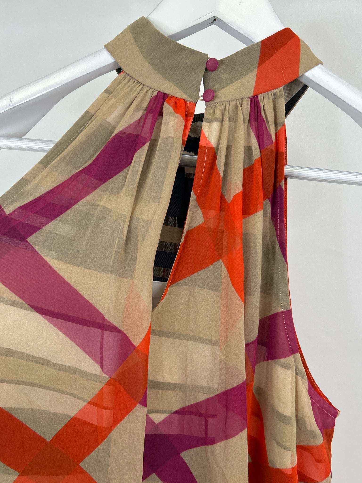 TRINA TURK Size L Beige Print Women Dress NWT