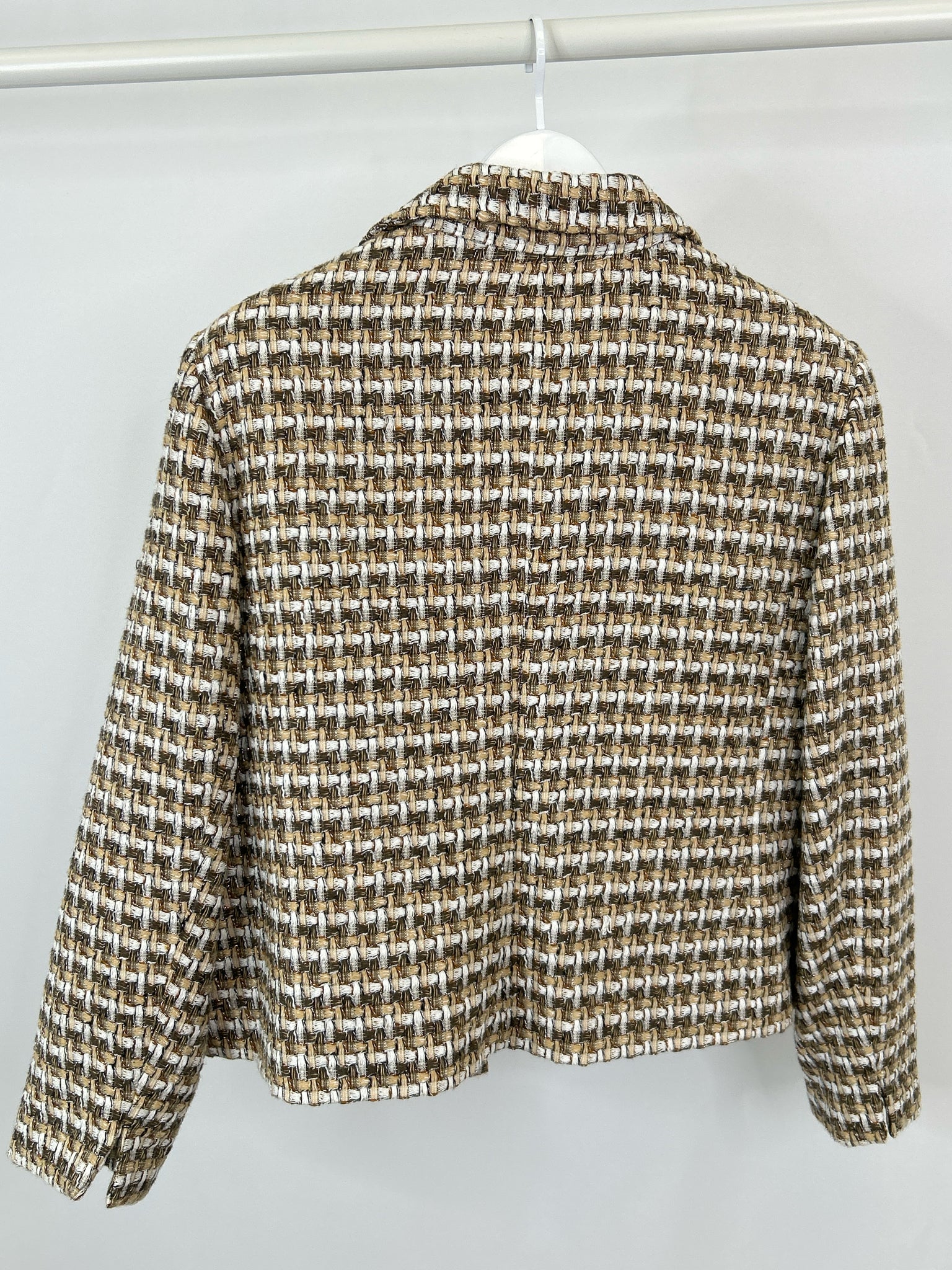 CHICO'S Size 16 Brown Print Women Blazer