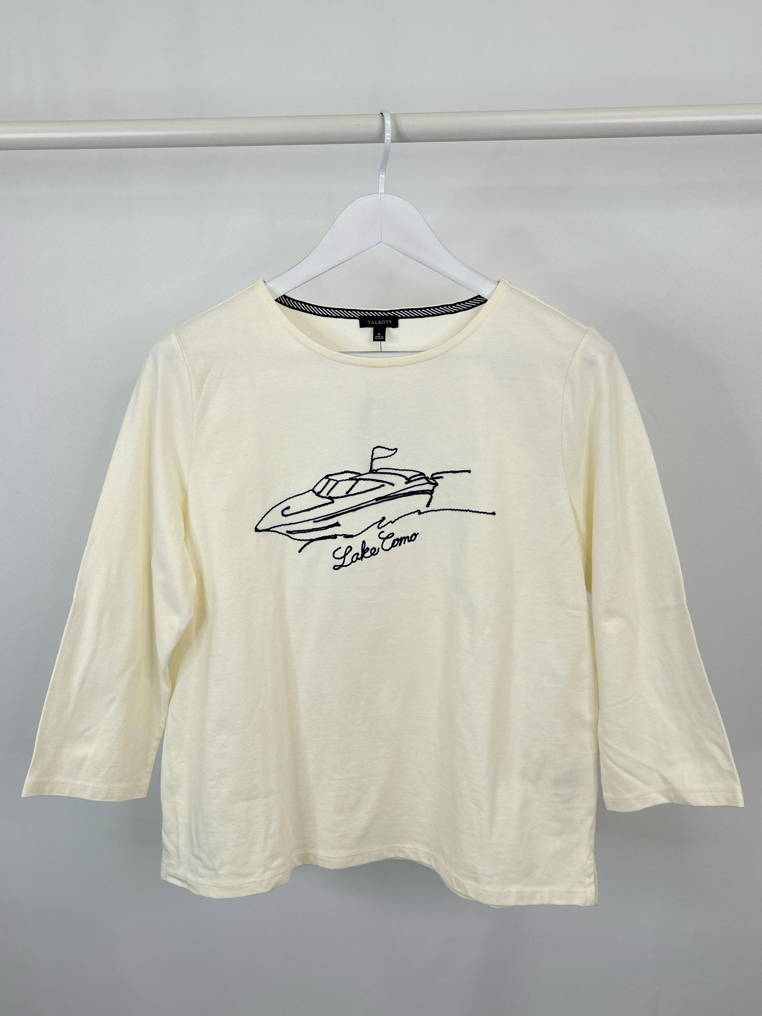 TALBOTS Size M Ivory and Navy NWT Women's T-shirt