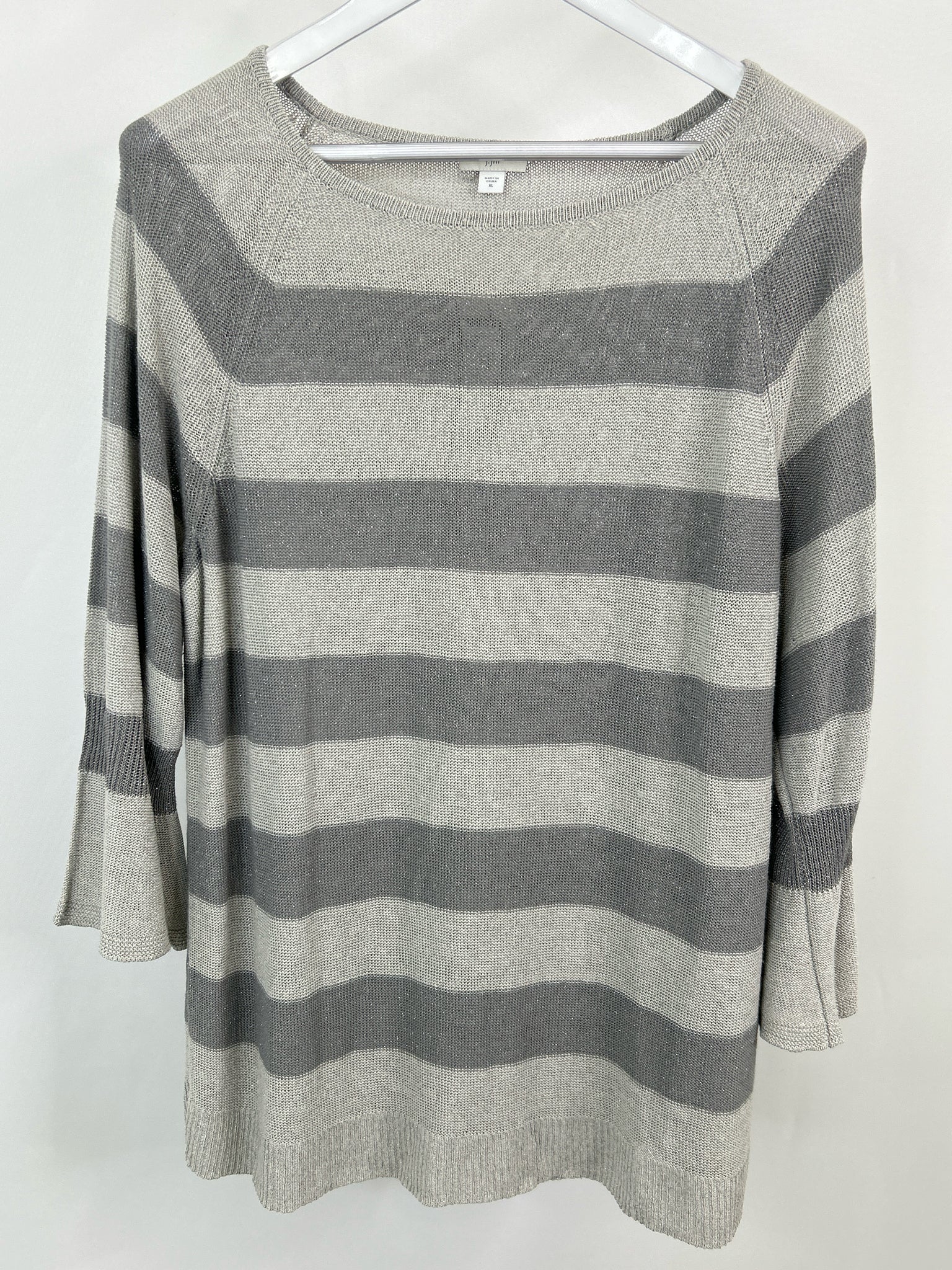 J. JILL Size XL Gray Striped Women Sweater NWT