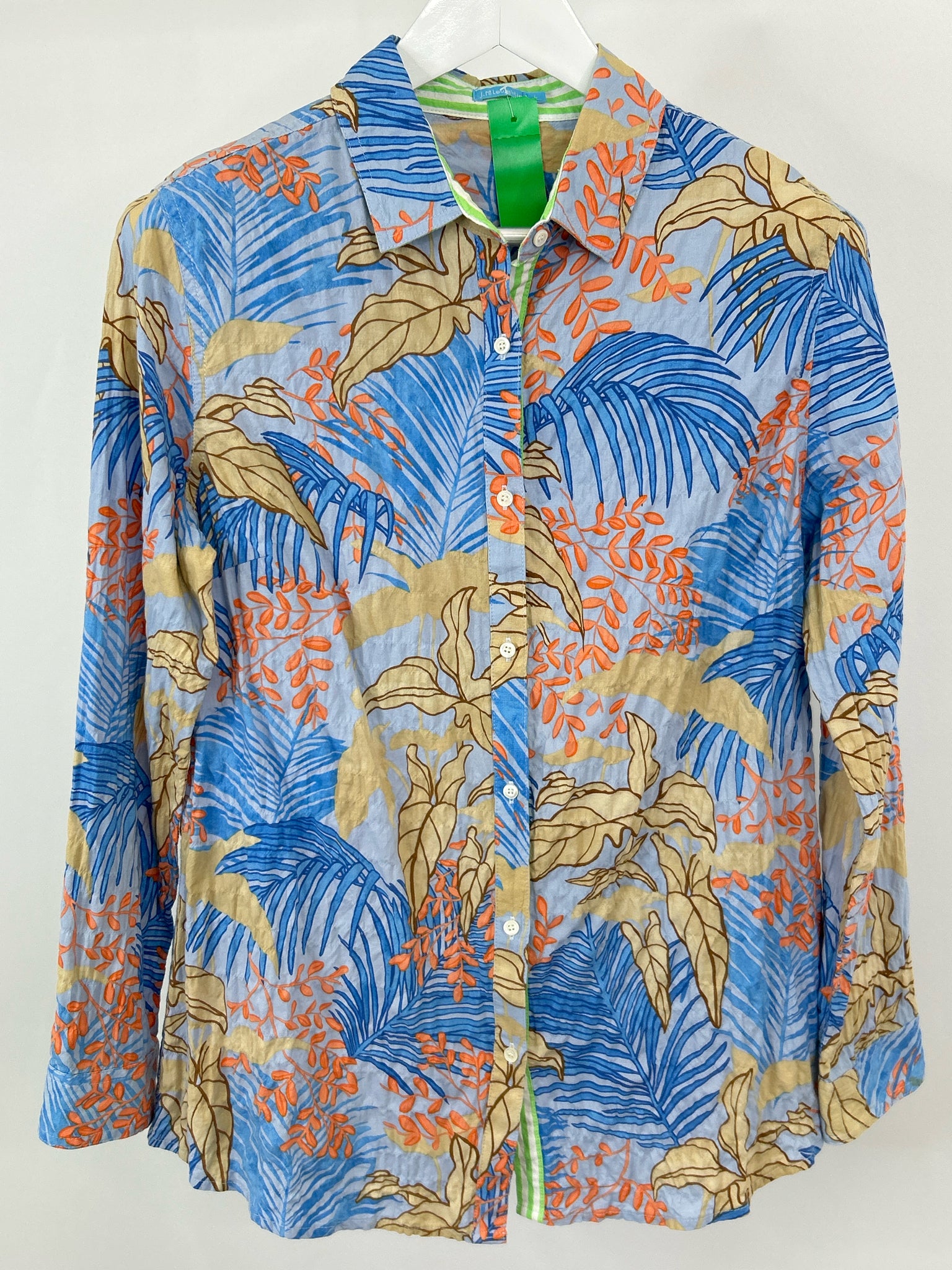 J MCLAUGHLIN Size L Blue Print Women's Shirt