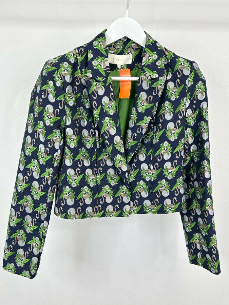 FRENCHMAUVE Women Size XS Navy Print Blazer