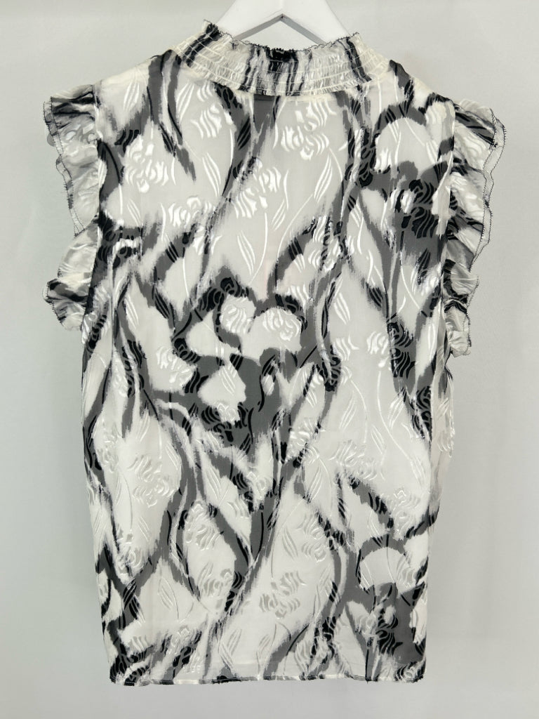White House Black Market White Print Women's Top