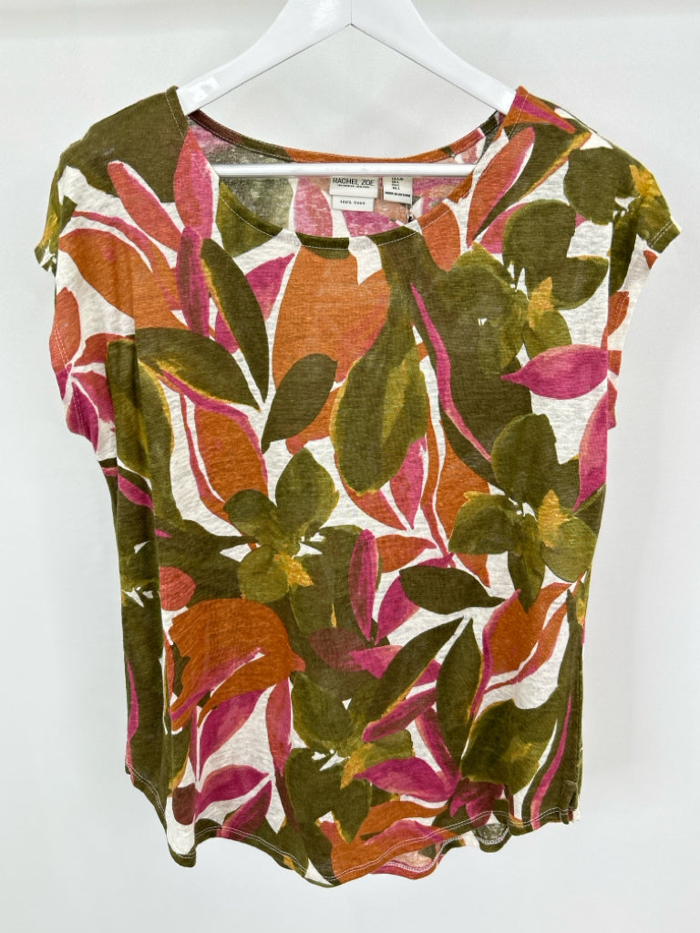 RACHEL ZOE Women Size L OLIVE FLORAL Top