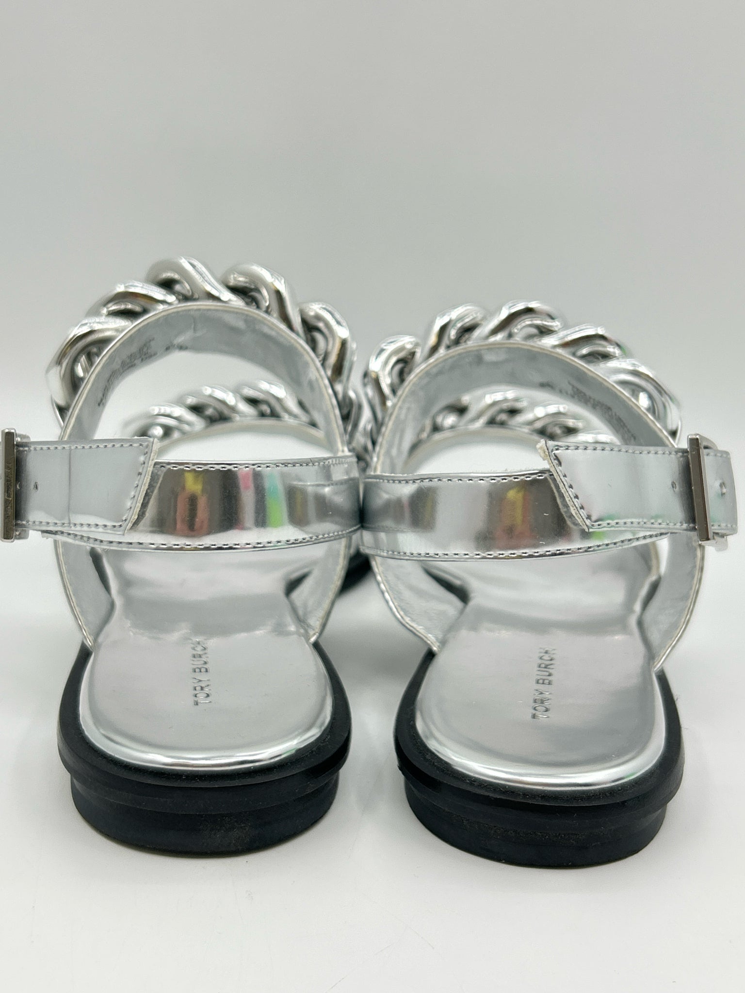 TORY BURCH Size 8.5M METALLIC SILVER Women Sandal