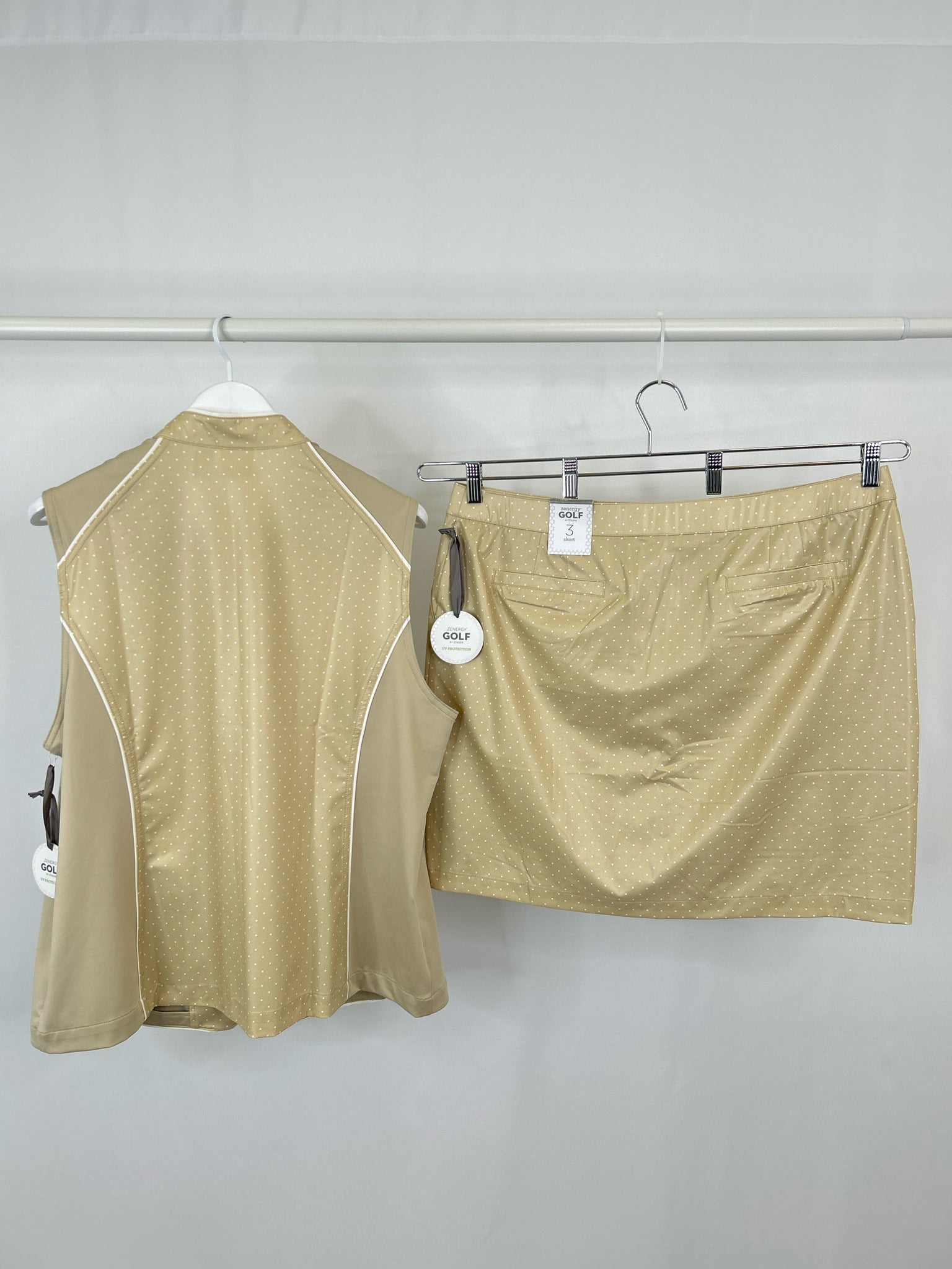 CHICO'S Size 16 KHAKI Women 2-Piece Vest & Skort NWT