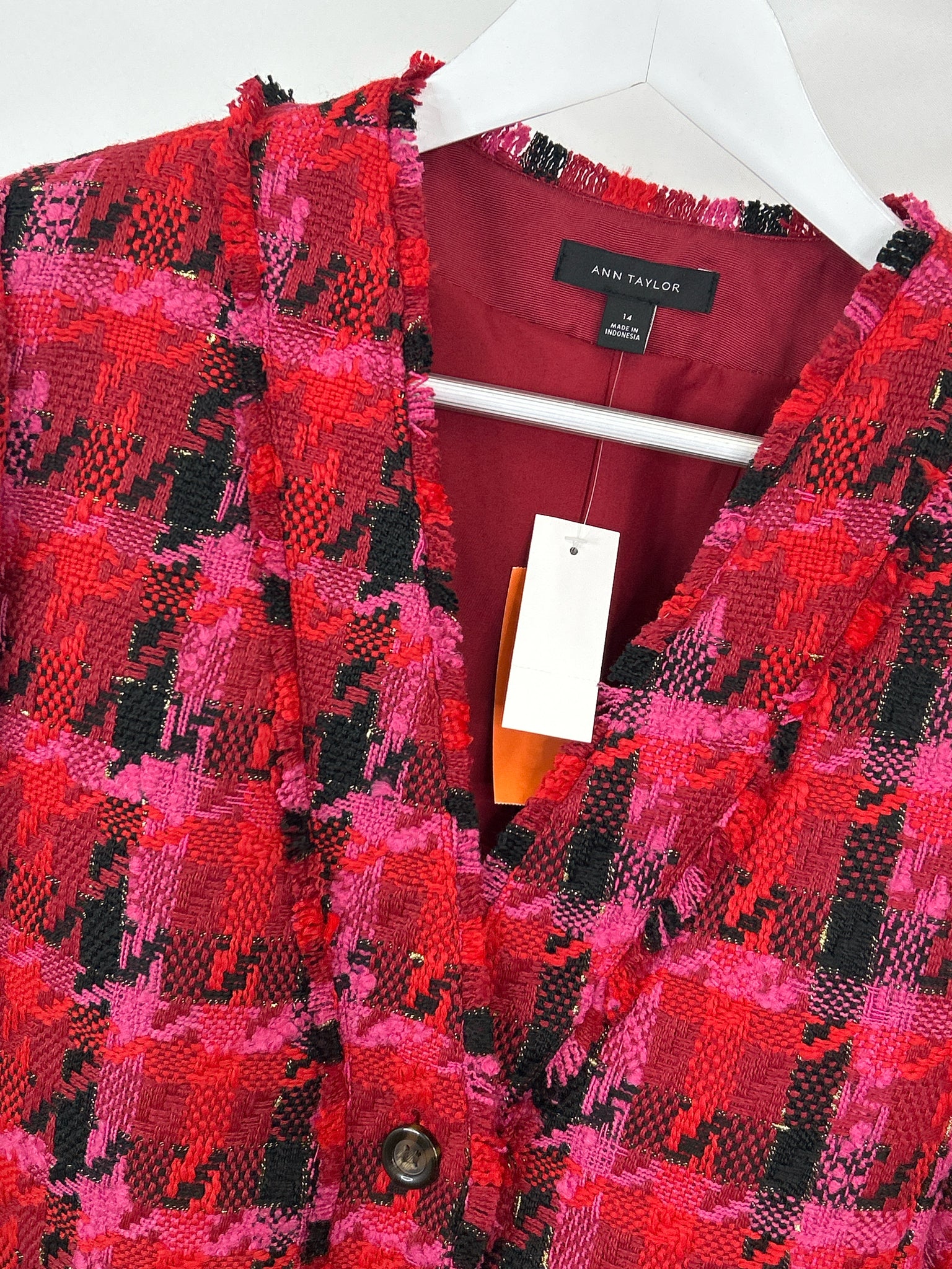 ANN TAYLOR NWT Size 14 RED AND PINK Women Jacket