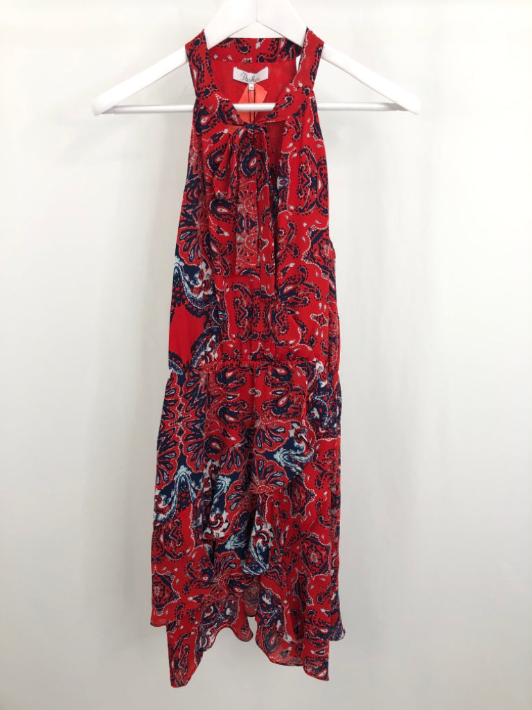 PARKER Women Size XS RED AND NAVY Dress NWT