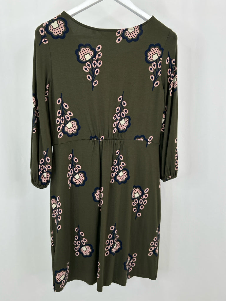 BODEN Women Size 8L Olive Floral Dress NWT