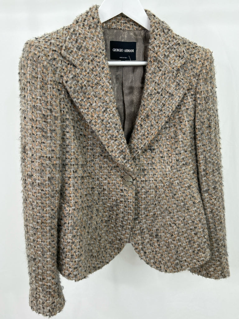 GIORGIO ARMANI Women Size 42 Brown Tweed Blazer NWT