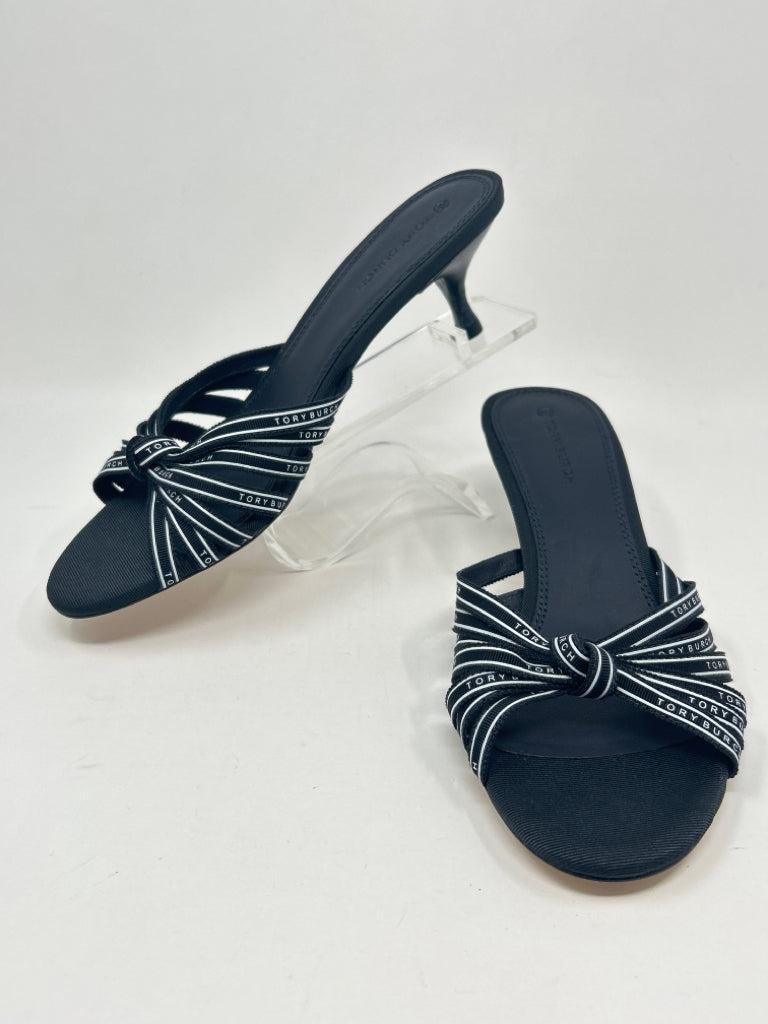 TORY BURCH Women Size 8.5M Navy Ribbon Slide Sandal