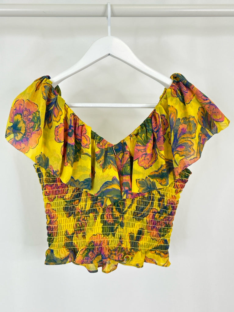 MISA Women Size S YELLOW FLORAL Top