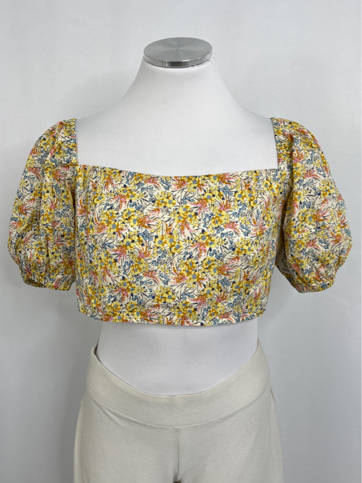 LENA Women Size S YELLOW FLORAL Top