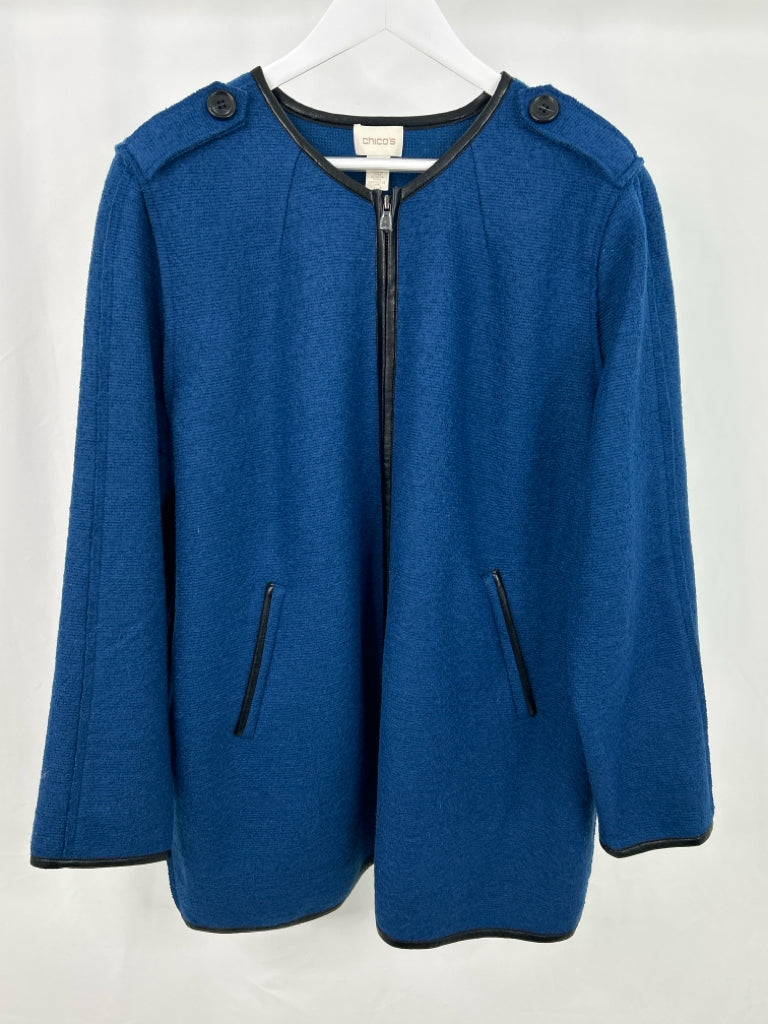 CHICO'S Size 4 Women Size 20 Blue Topper Jacket NWT