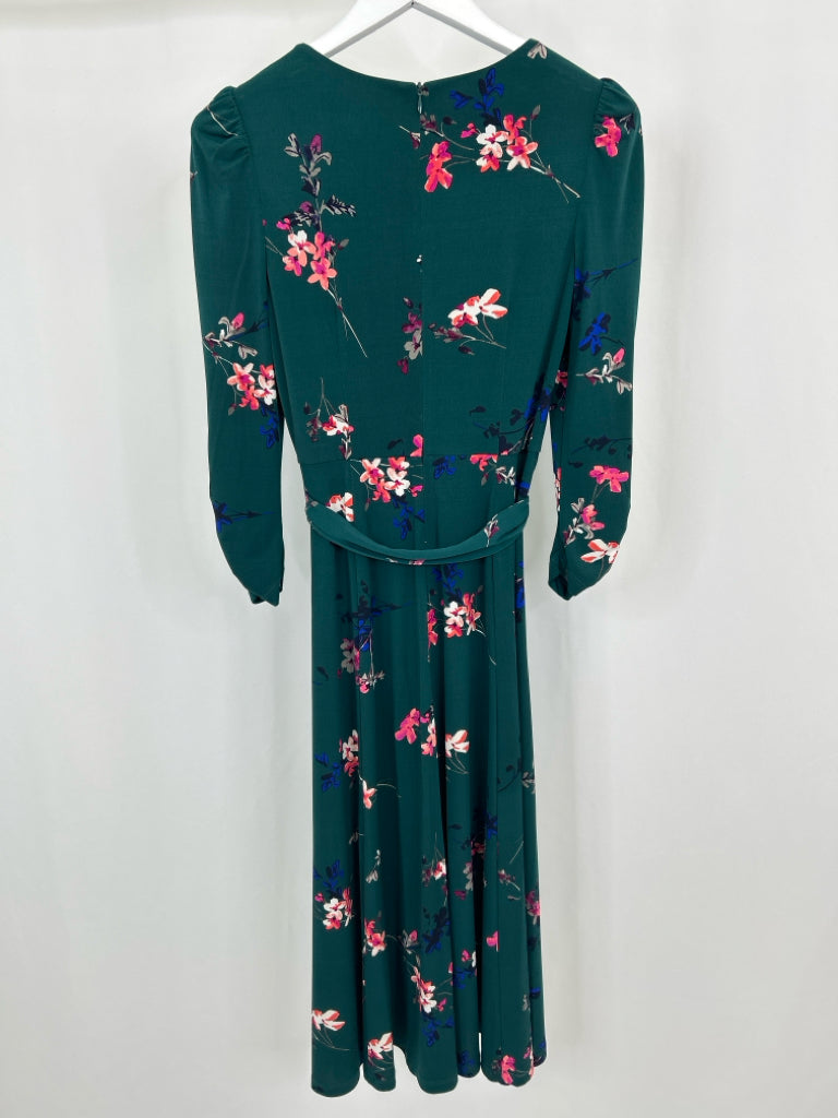 ELIZA J Women Size 4 Green Floral Dress