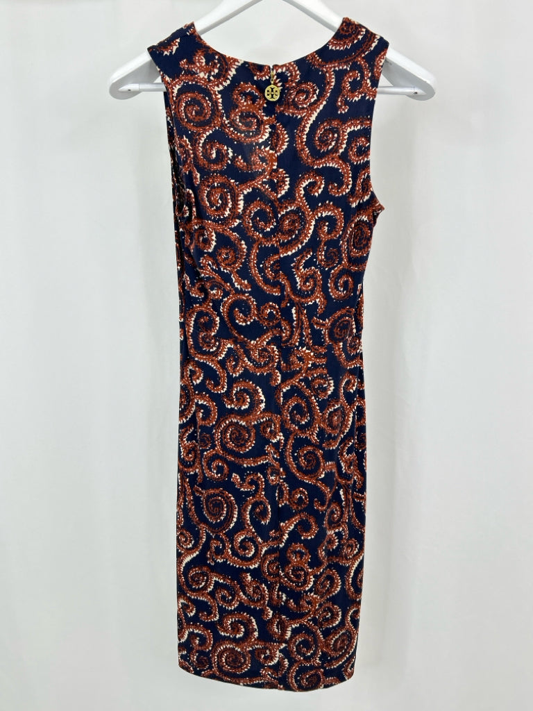 TORY BURCH Women Size S NAVY AND BROWN Dress