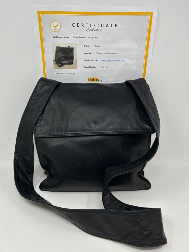black leather crossbody chanel bag